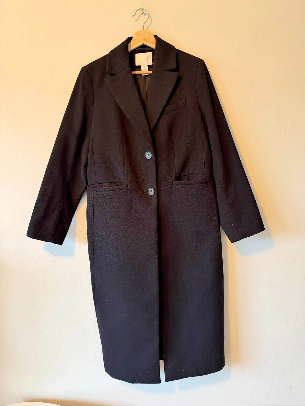 H&M Black Trench Coat Size Medium Like New